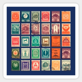 Fancy Postage Stamps Design Magnet